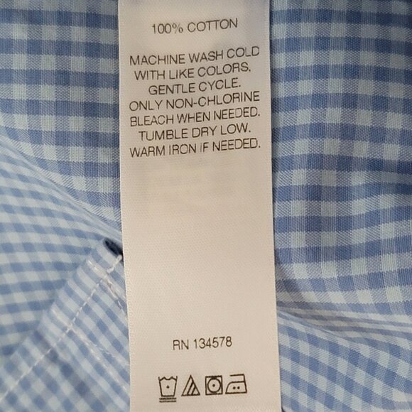 Boys Vineyard Vines Blue Checked Button Down Whale Shirt  X-Large 18 - Picture 8 of 8